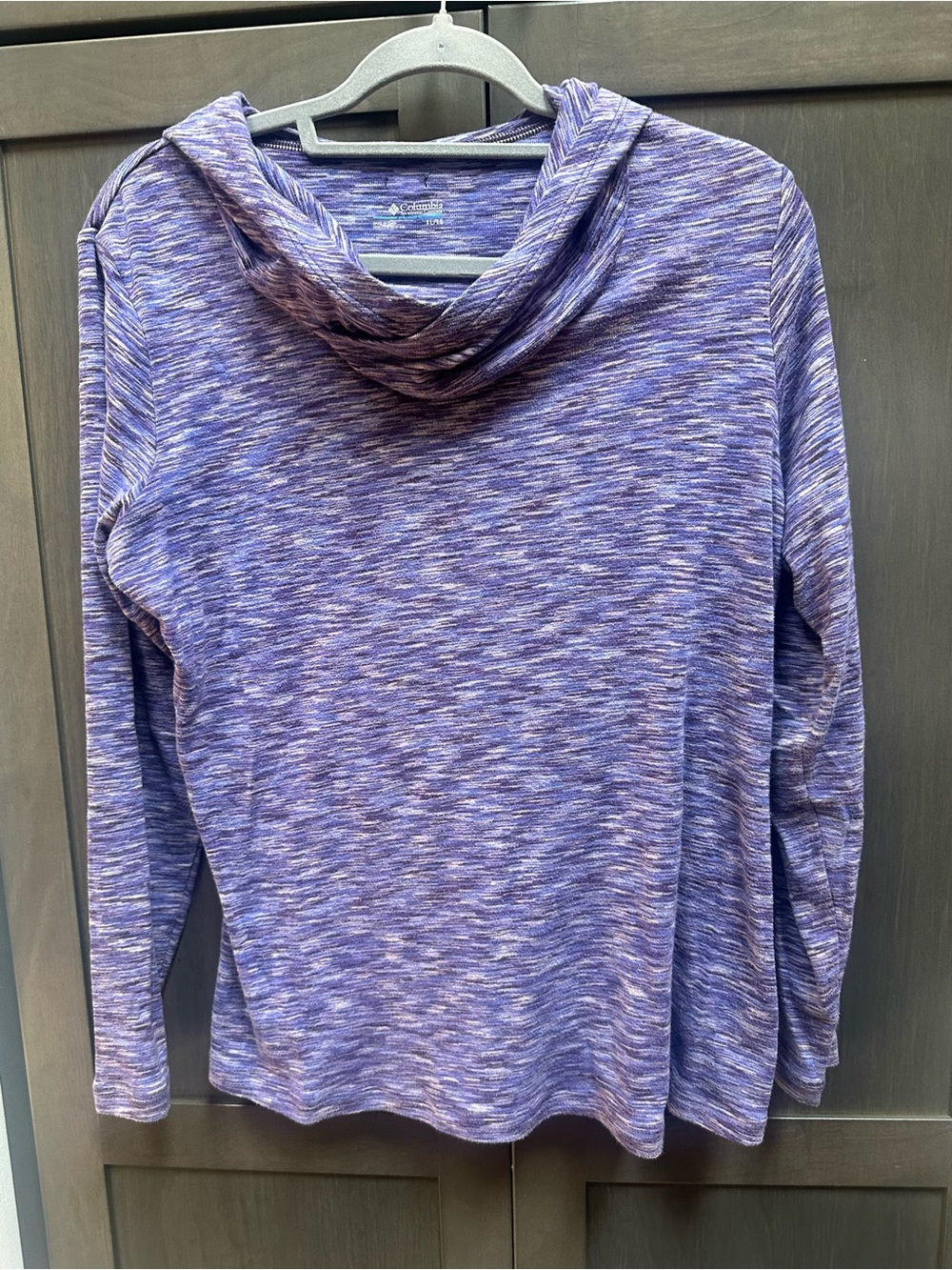 Columbia Purple  Cowl Neck Women's hooded light weight sweatshirt size xl